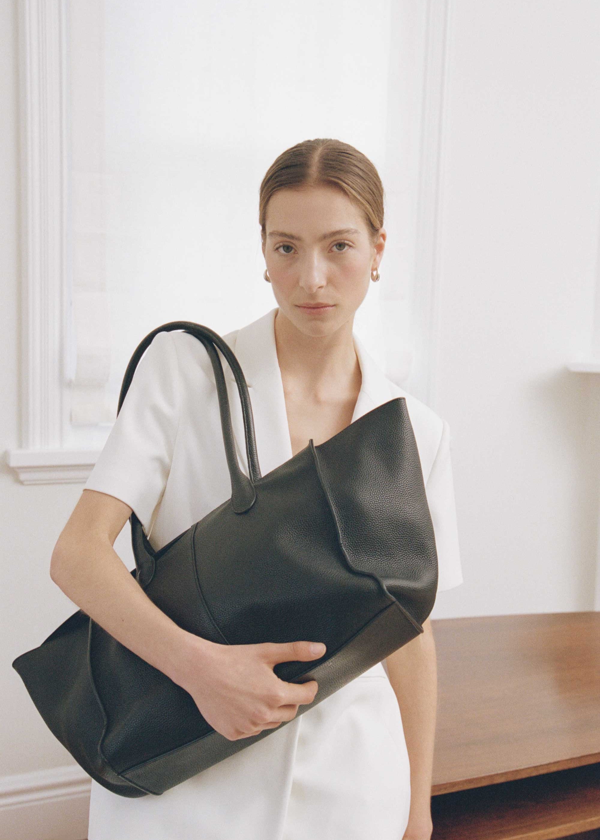 Rylan Black Grained Large Tote, by Brooke Testoni