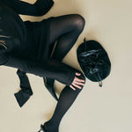 Rylan Camille Black Suede Clutch Bag by Brooke Testoni