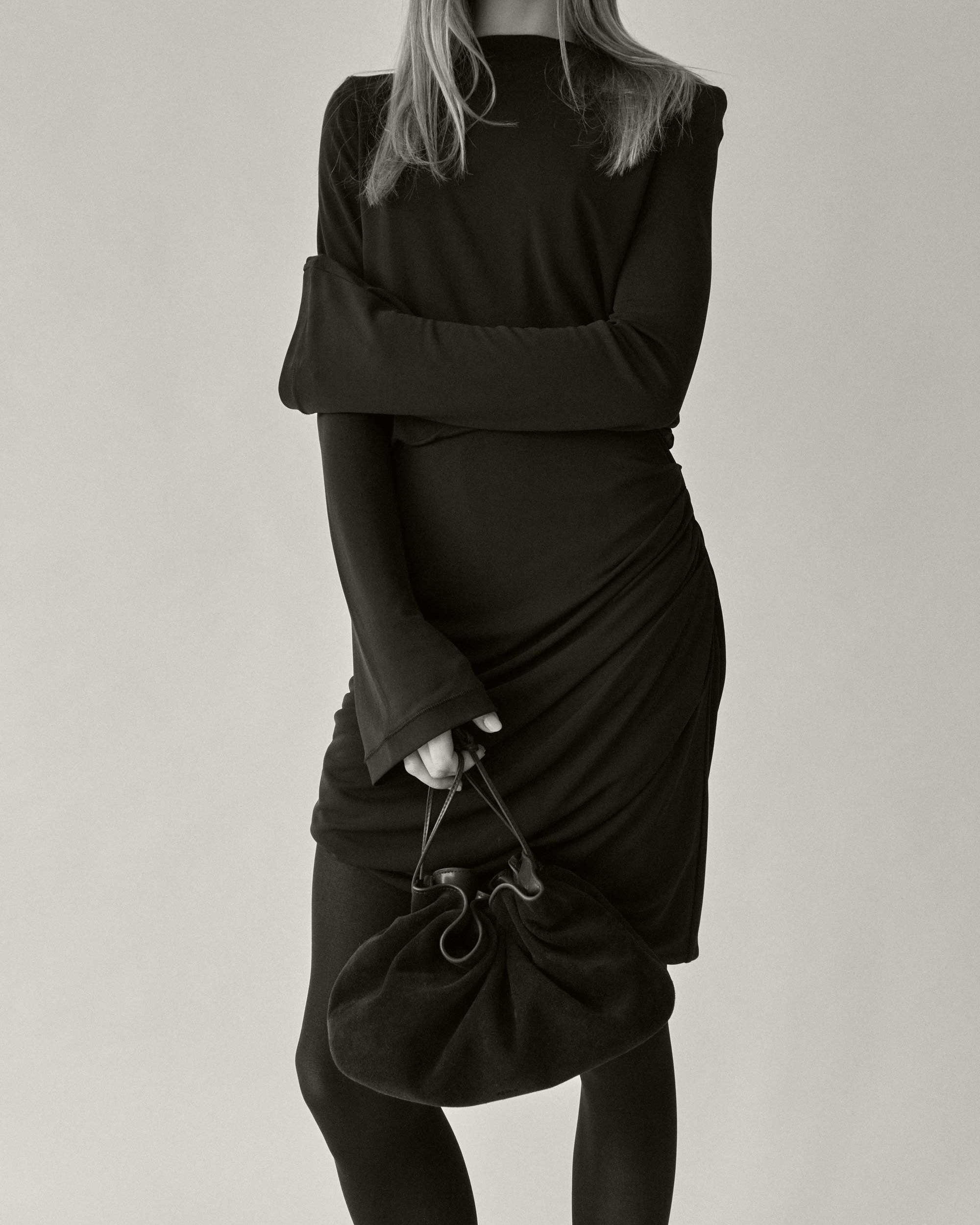 Rylan Camille Black Suede Clutch Bag by Brooke Testoni