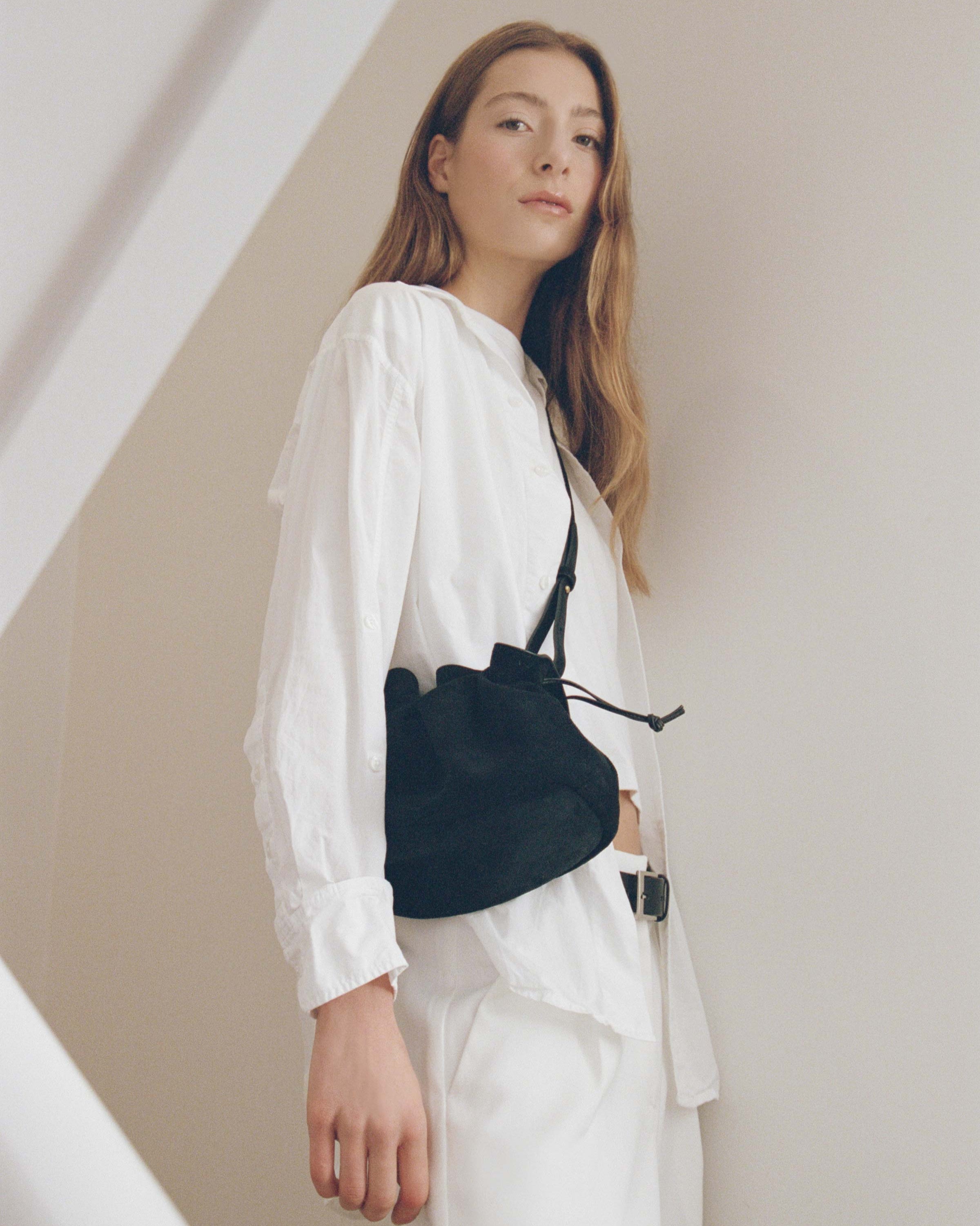 Rylan Camille Black Suede Clutch Bag by Brooke Testoni