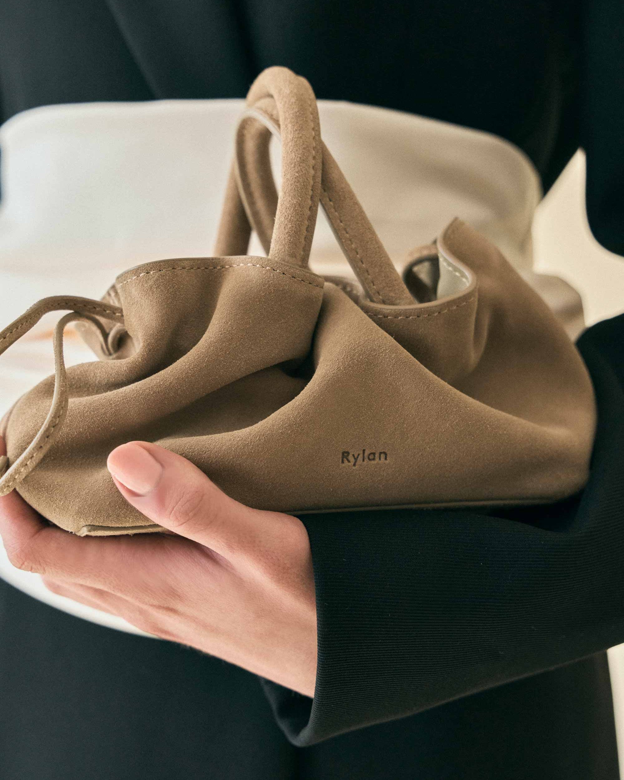 Rylan Mila Sand Suede Mini Satchel, by Brooke Testoni