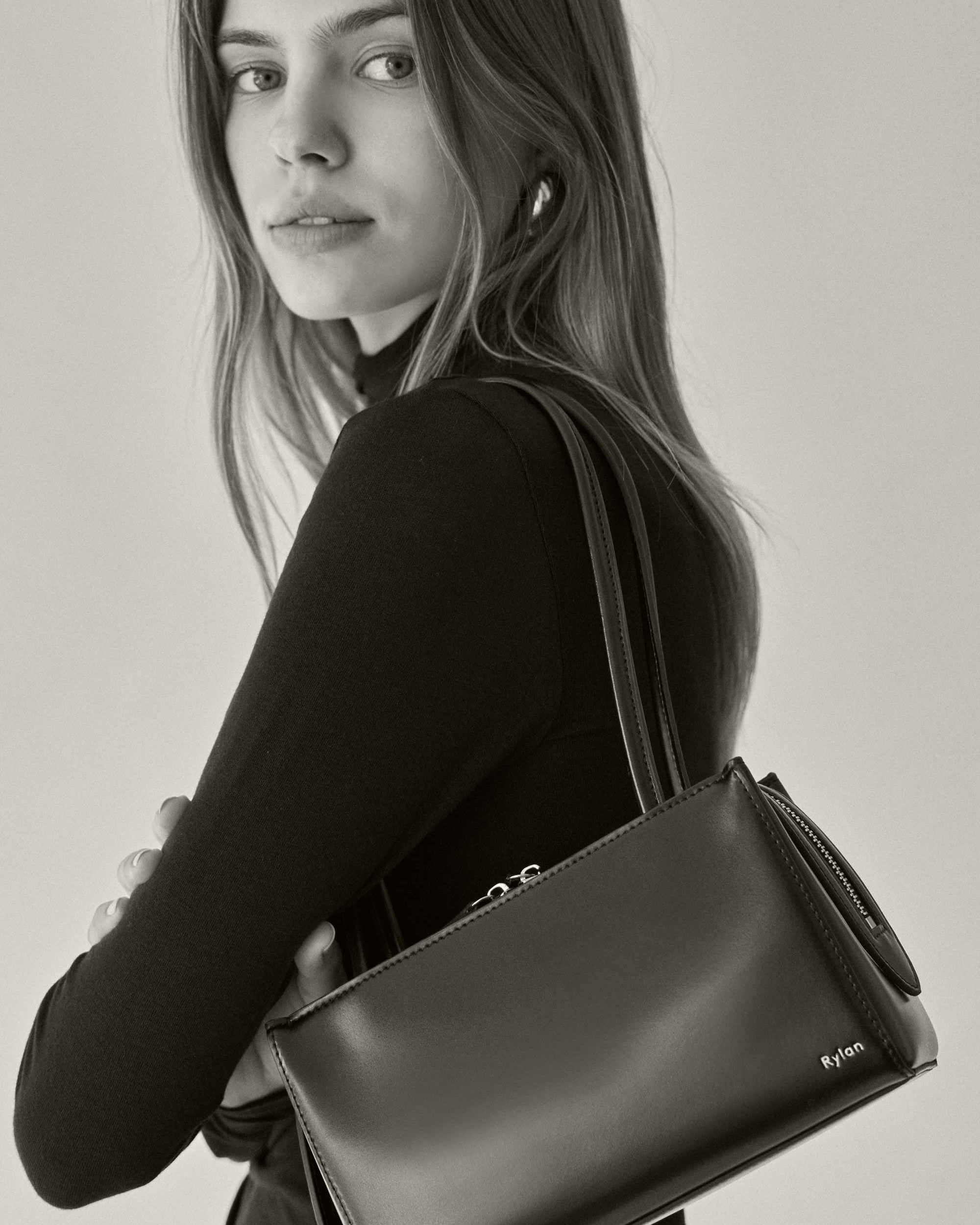 Rylan Phoebe Black Small Shoulder Bag by Brooke Testoni