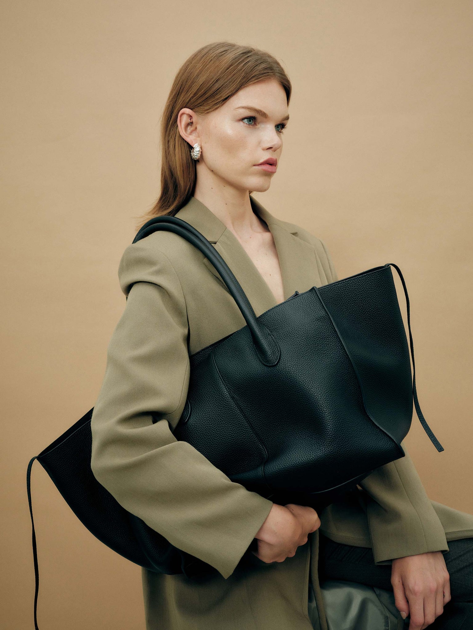 Rylan, Rylan Studio, Black Tote, Black Handbag, Pebble Grain Tote, Large Tote Bag, Brooke Testoni