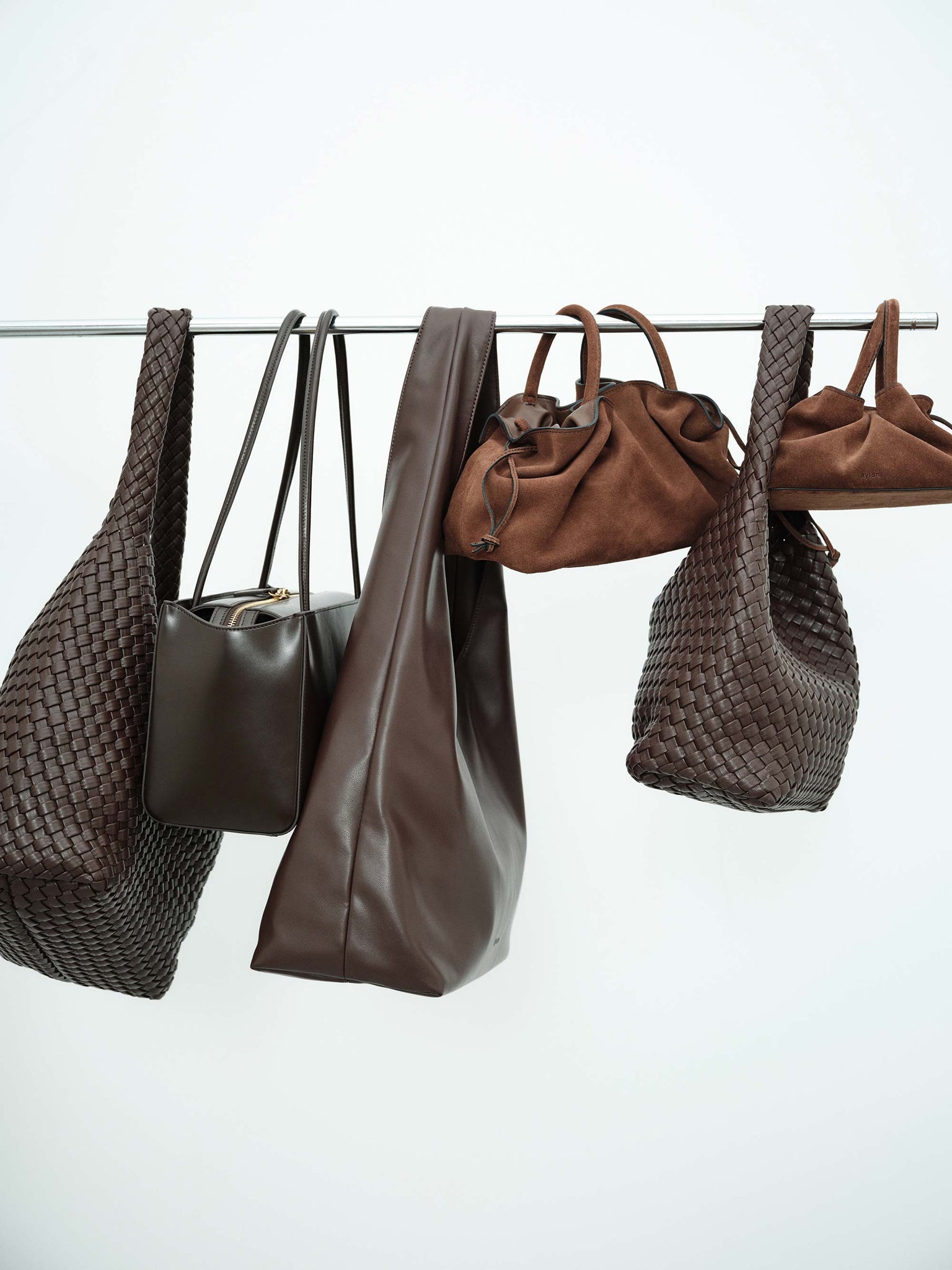 19.58 Brown Recycled Alt-Leather Woven Small Tote