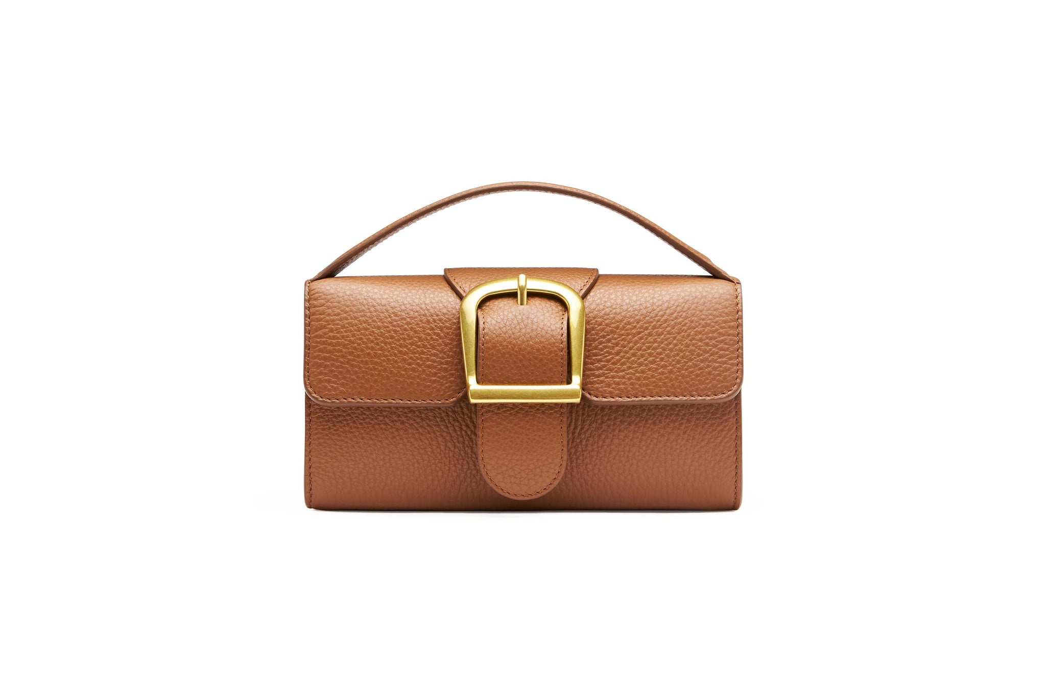 Rylan, Rylan Studio, Caramel Soft Grained Mini Satchel with Flat Handle, Made in Italy